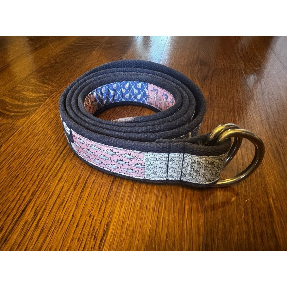 Vineyard Vines Men's Patchwork Canvas D-Ring Belt Multi-Pattern Size 52